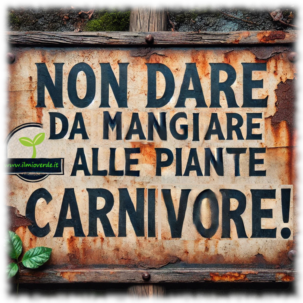 Cartello con scritto: "Non dare da mangiare alle piante carnivore..."